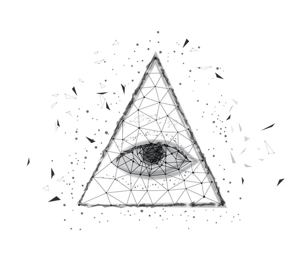1ドル札のピラミッドの多角形の目 ドルアメリカピラミッドプロビデンスの目 白黒のイラスト 低ポリー 事業の概念 — ストック写真