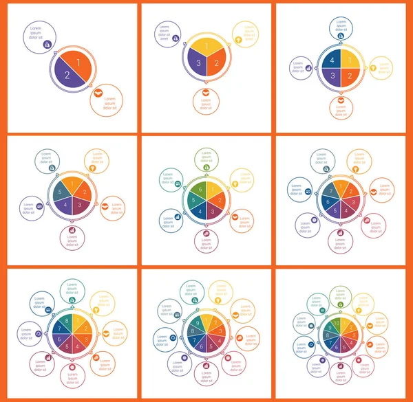 Establezca Plantillas Para Diagrama Uva Información Procesos Cíclicos Paso Paso — Archivo Imágenes Vectoriales