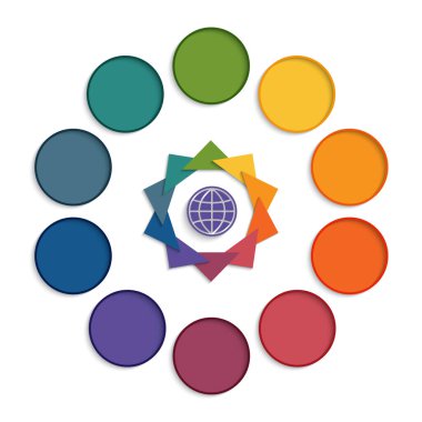 Infographic 10 pozisyon için modern şablon. Renkli daireler. 