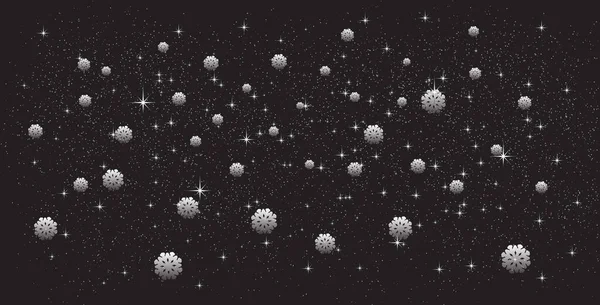 Template for New Year or Christmas project. Winter background, New Year Background, snow, stars. Black background.