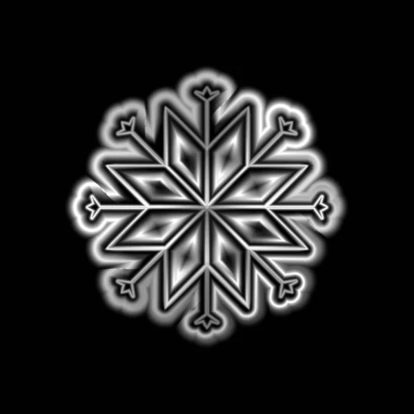 White Snowflake Black Background — Stock Photo, Image