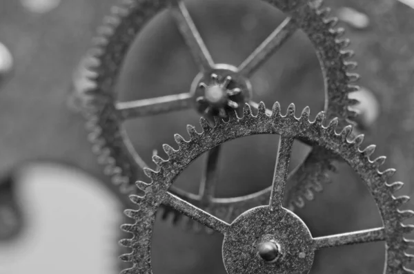 歯車だ 黒と白の歯車時計 チームワーク 成功の概念 — ストック写真