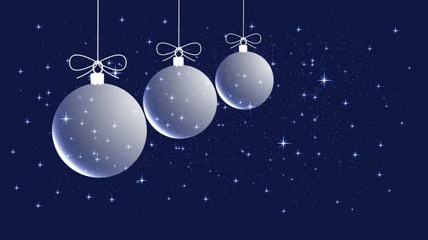 Шаблон Новогоднего Рождественского Проекта Рождественские Шары Снег Звезды Синий Фон — стоковое фото