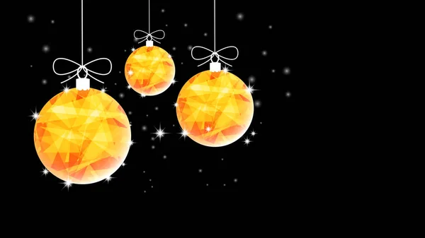 Christmas Polygonal Golden Balls Background Black Night Sky Low Poly — Stock Photo, Image