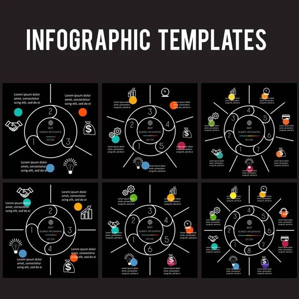 最高のインフォグラフィックだ テンプレート3 8黒の背景に関する情報のための位置 — ストックベクタ