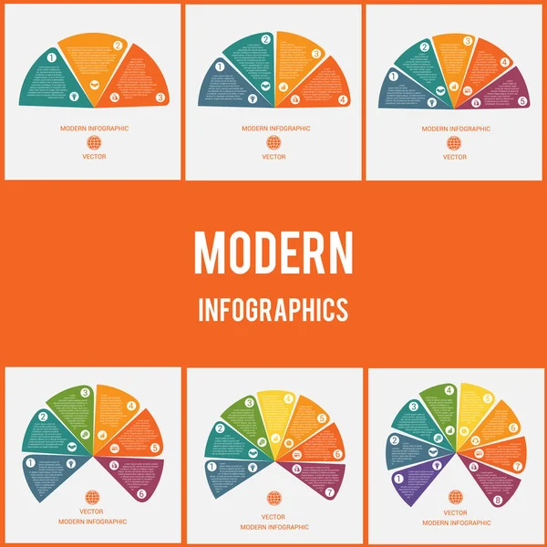 Modèle Vectoriel Infographique Moderne Diagramme Affaires Demi Cercle Couleur Pour — Image vectorielle