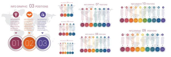 Set Modèles Diagramme Coloré Moderne Infographie Modèles Vectoriels Positions Sur — Image vectorielle