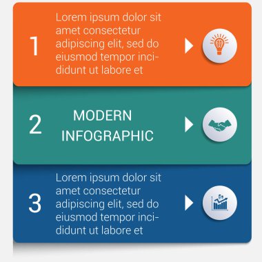 Renk bantlarından gelen bilgi grafikleri. Modern bilgi grafikleri. Pankart, iş süreçleri, iş akışı, diyagram, akış çizelgeleri için 3 seçenek 