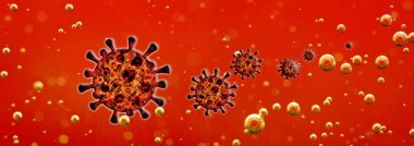 Virüsün molekülleri. Coronavirus. Makro. Kan geçmişi. Mikroplu kandaki moleküllerin hareketi. Tedavi kavramı ve viral hastalıkların önlenmesi