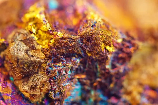 Metal Ferroso Nugget Oro Copper Hierro Macro Fondo Colorido — Foto de Stock