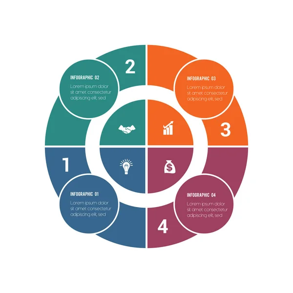 Kolorowe Okrągłe Infografiki Kręgów Pierścieni Pozycje Dla Informacji Tekstowych Zastosowanie — Wektor stockowy