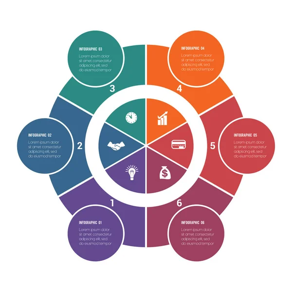 Coloridas Infografías Circulares Anillos Círculos Posiciones Para Información Textual Uso — Archivo Imágenes Vectoriales