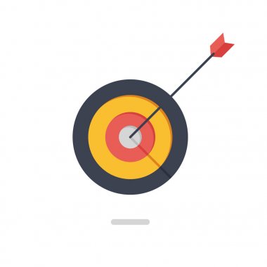 Hedefleme stratejisi, hedef düz illüstrasyon izole beyaz arka plan üzerinde oku