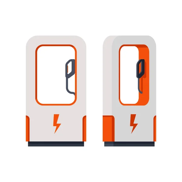 Stationäre Elektrobetankung Batterieladung Für Elektroautos Flachvektorillustration — Stockvektor