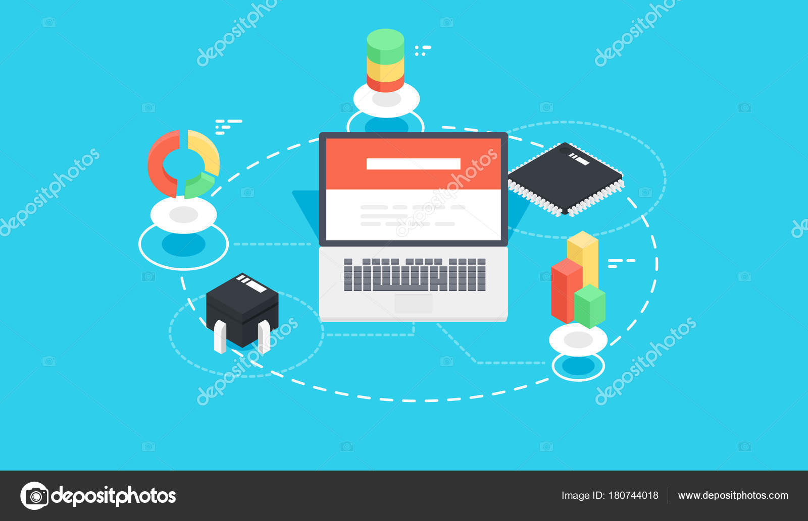 Fotos procesamiento de datos Concepto Isométrico Vector