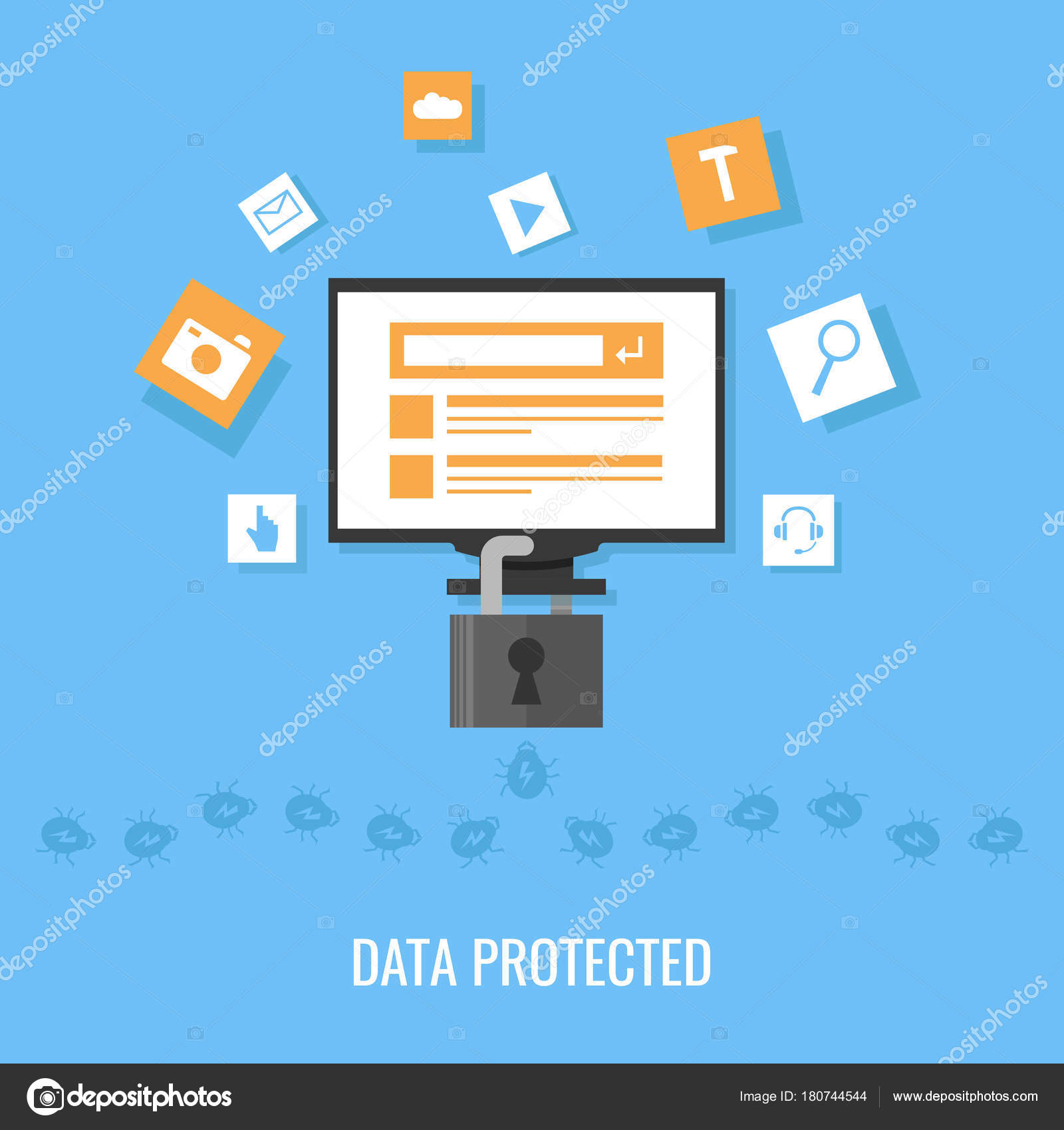 Protezione Dei Dati Protetti Virus Concetto Disegno