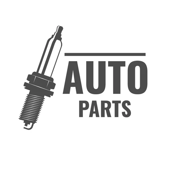 Auto Parts Logo Spark Plug Text Auto Parts Monochrome Banner — Stock Vector