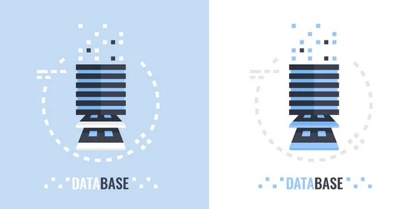 Serverraum Rack Datenbank Hosting Konzept Bewölkung Des Servers Flat Vector — Stockvektor