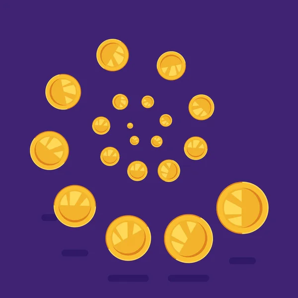 Spirale Monete Oro Vettore Illustrazione Banner — Vettoriale Stock