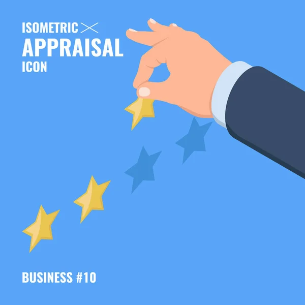 Sterren Rating Isometrische Platte Vectorillustratie — Stockvector