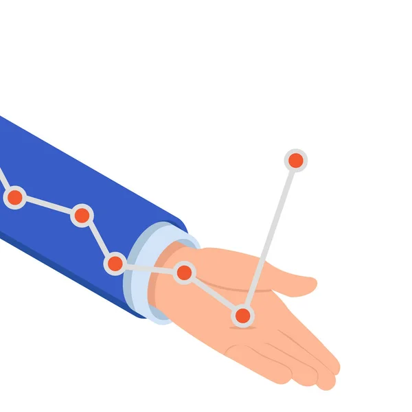 Concepto Estrategia Negocio Beneficio Con Mano Tirando Gráfico Hasta Vector — Vector de stock