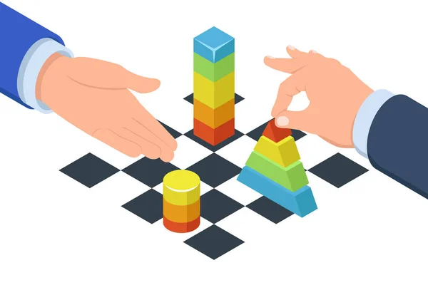 Isometric Hands Chess Part Vector Illustration — Stock Vector