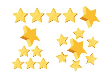 5 star rating. yıldız animasyon değerlendirme birimi doldurma. Beyaz arka plan üzerinde izole vektör çizim