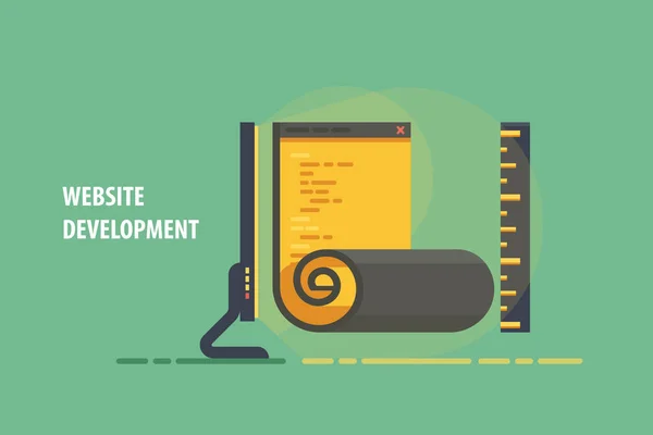 Desarrollo Codificación Software Aplicación Plana Concepto Proceso Programación Código Ilustración — Archivo Imágenes Vectoriales