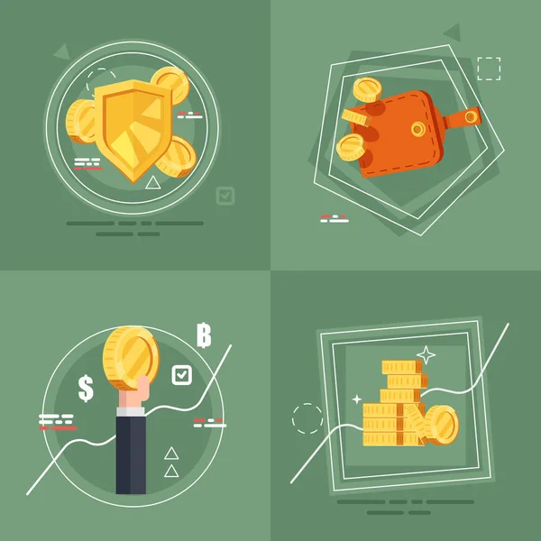 Financiar Conceptos Inversión Establecidos Conjunto Plano Conceptos Vectoriales Inversión Financiera — Vector de stock