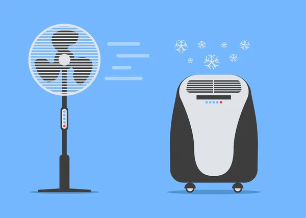 Klimatizace Vektor Vektor Ventilátor Podlahy Klimatizační Zařízení Jako Tučňák Kondicionér — Stockový vektor