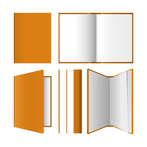 Farklı Pozisyonlarda Kitap Seti Kapalı Açık Yarı Açık Defteri Beyaz — Stok Vektör