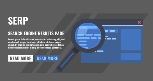 Concepto Página Resultados Motores Búsqueda Lupa Página Del Sitio Web — Archivo Imágenes Vectoriales