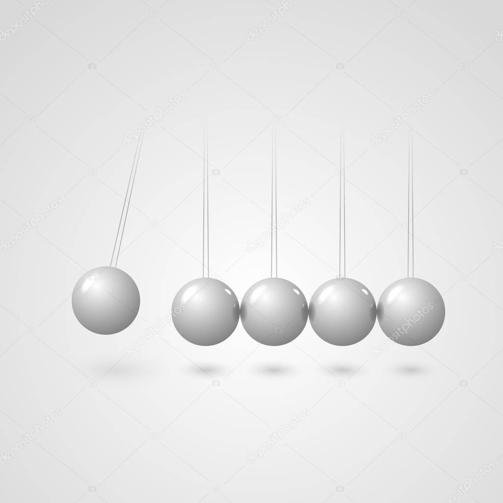 Newton cradle or pendulum. Leadership concept work together. Real / realistic Vector illustration