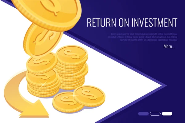 Concept Van Rendement Investering Koptekst Van Het Web Voor Financiële — Stockvector