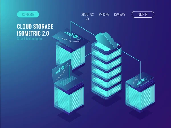 Cloud Speicherdaten Crm Systemzugriff Und Gerätesynchronisation Server Anbindung Statistiken Und — Stockvektor