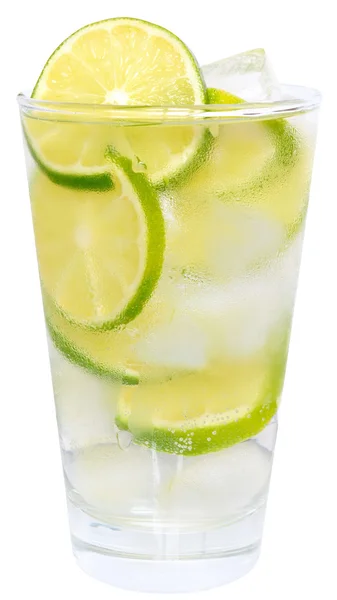 Fresh cold lemonade from lime with ice close up — Stock Photo, Image