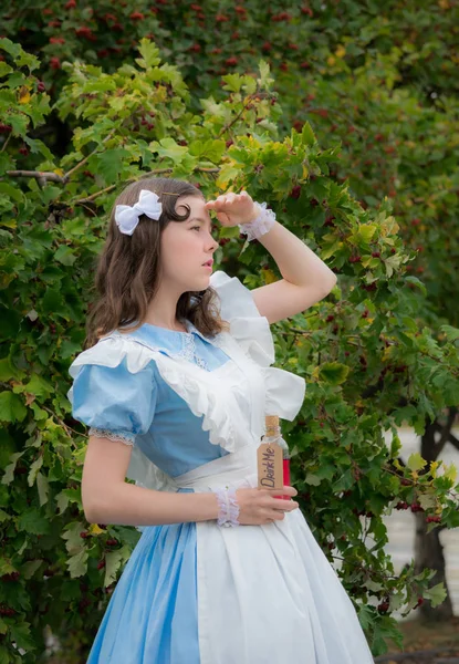 Muhteşem kahraman Alice görüntüdeki mesafe içine görünüyor