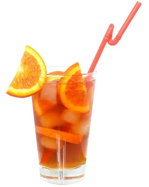 Koktajl z pomarańczowy sok i ice cube — Zdjęcie stockowe