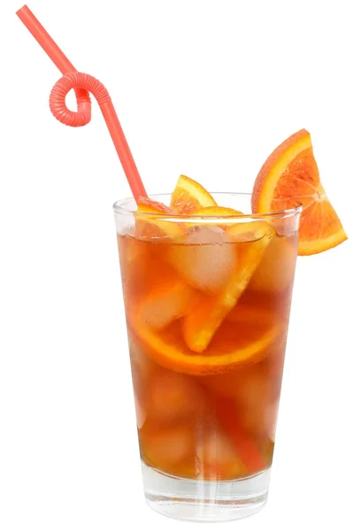 Cocktail with orange juice and ice cube — Stock Photo, Image