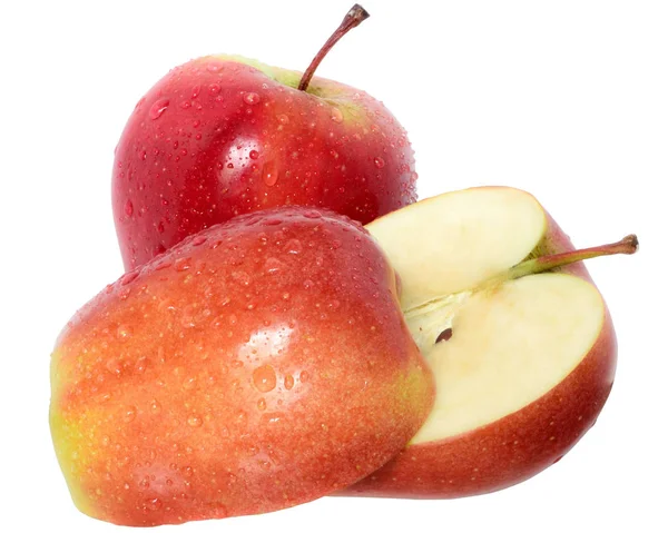 Kırmızı elma izole kesmek — Stok fotoğraf