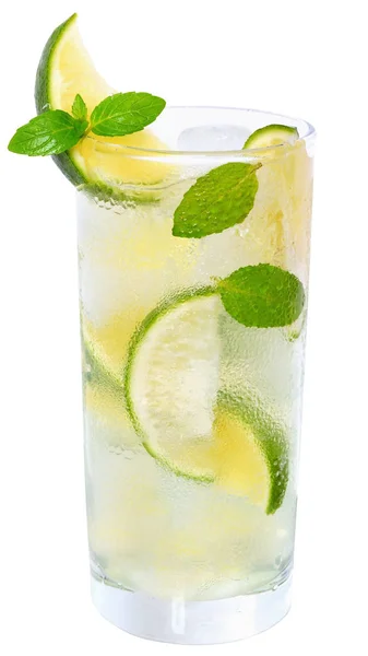 Mojito koktél és lime levél elszigetelt menta — Stock Fotó