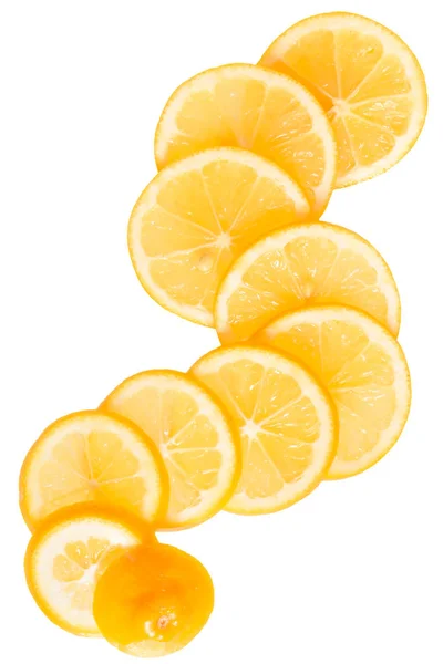 成熟的柠檬切顶视图分离 — 图库照片