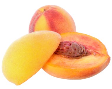 İki dilim şeftali izole kapatmak