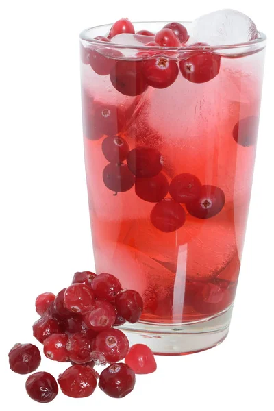 Cocktail with cranberry juice and ice cubes isolated — Stock Photo, Image
