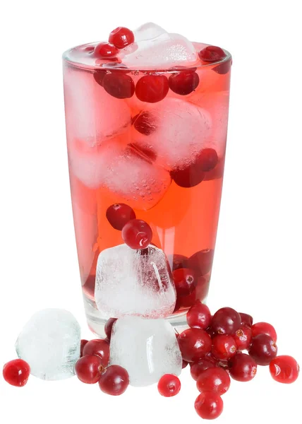 Cocktail with cranberry juice and ice cubes isolated — Stock Photo, Image