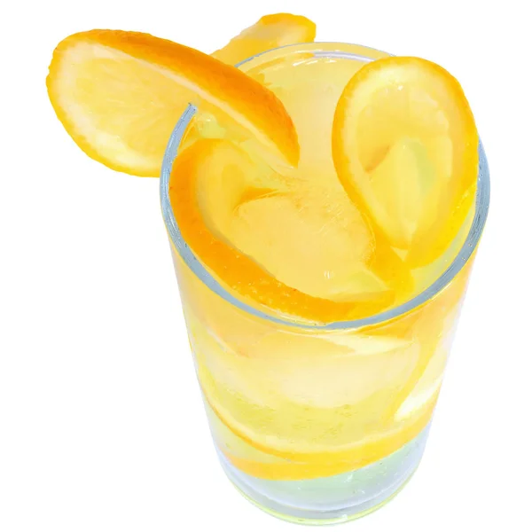 Cocktail met oranje sap en ijs kubussen bovenaanzicht — Stockfoto