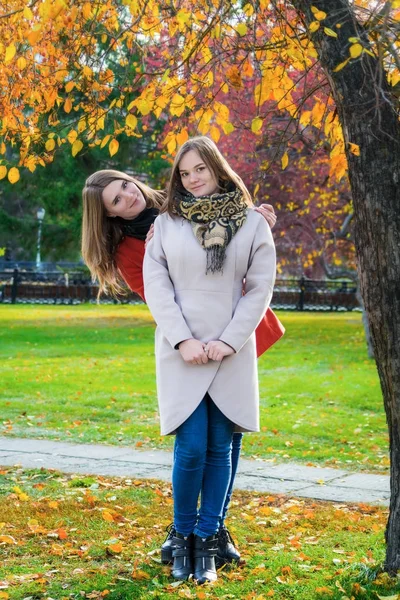 Dwie piękne dziewczyny na słoneczny jesienny dzień — Zdjęcie stockowe
