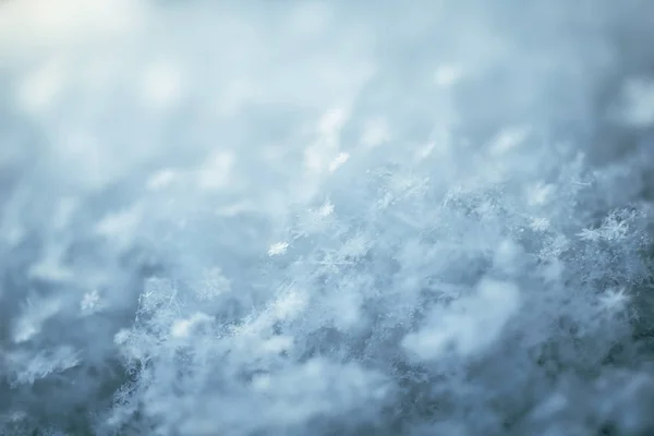 Makrohintergrund Frischer Schneeflocken Auf Einer Unschärfe — Stockfoto