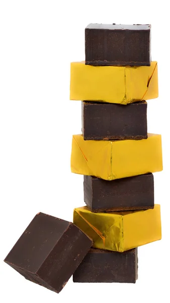 Kuber Choklad Kärntorn Isolerat Vit Bakgrund — Stockfoto