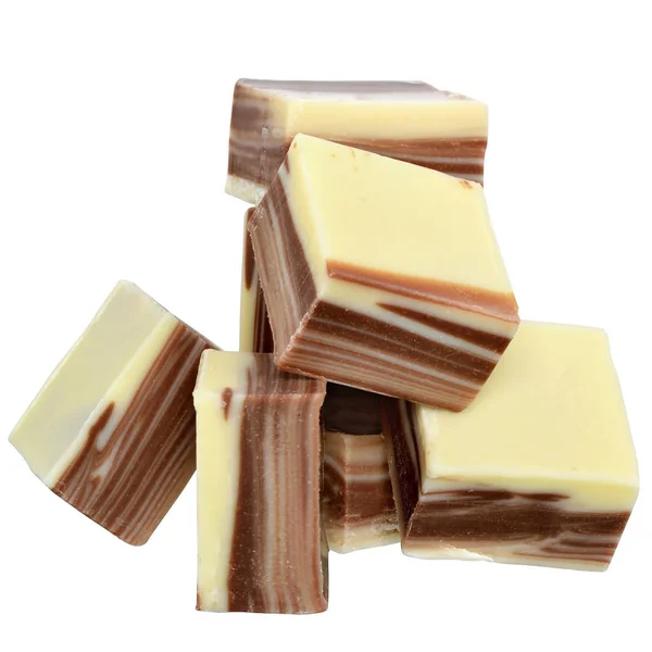 Cubes of black and white chocolate isolated — Stock Photo, Image